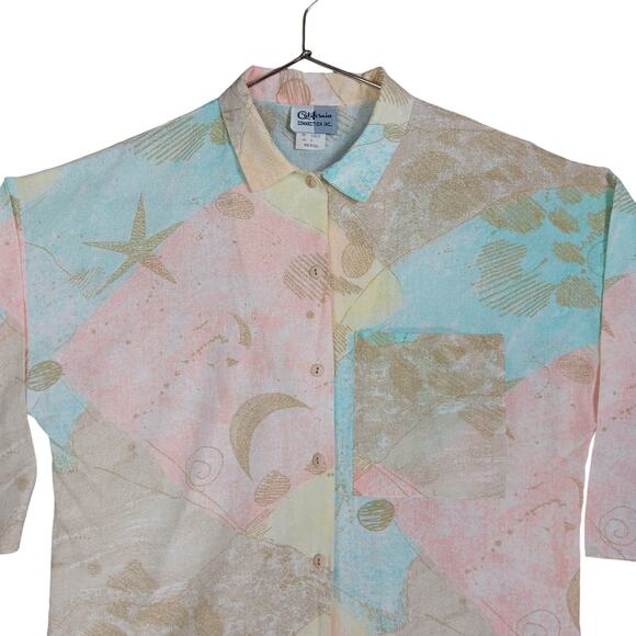 Vintage California Connection Inc. Shirt Size Medium Stars and Moons Buton Down - Picture 3 of 8